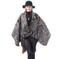 Damen Schicker Schal mit Leopardenmuster Oversize Dicker Winter Kaschmir Quasten Animal Print Schal Wrap